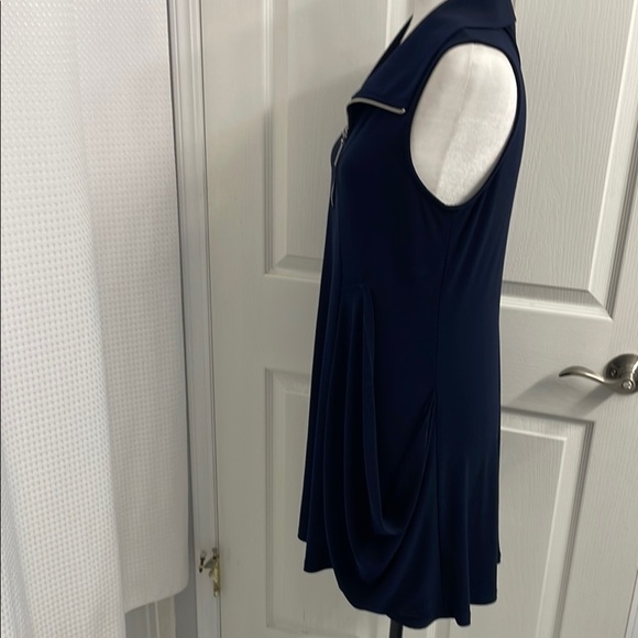 Joseph Ribkoff Navy Blue Sleeveless Tunic / Mini Dress with Zipper & Pockets - Picture 5 of 12